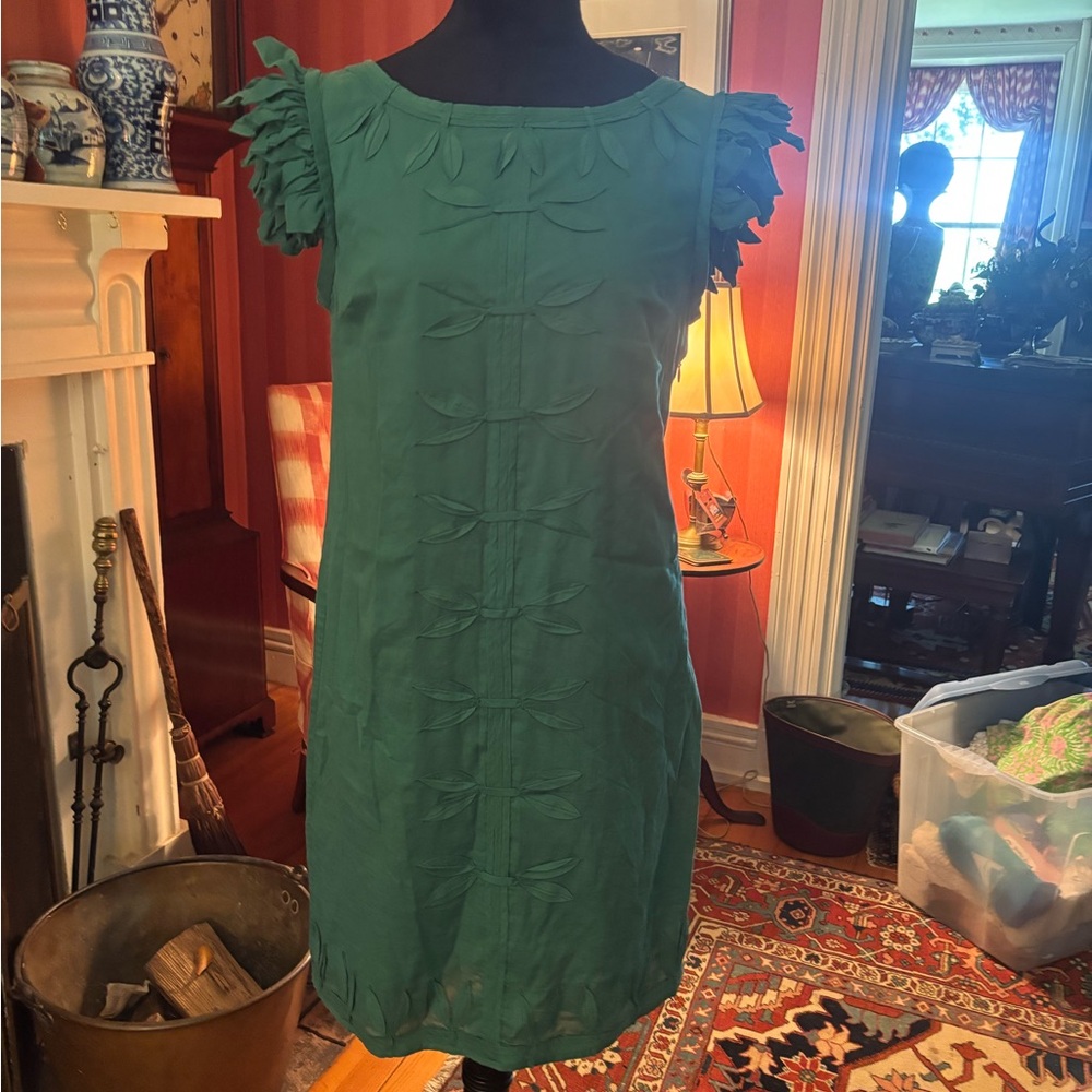 Catherine Malandrino Green Ruffle Sleeve Mini Dress